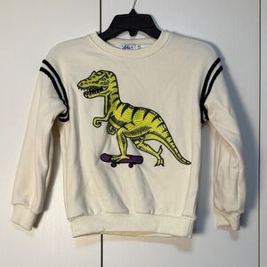 Lola and the Boys Cream Sweatsuit with Dinosaur Print